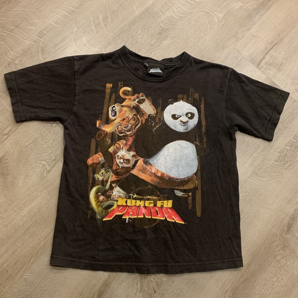Vintage Y2K Kung Fu Panda 2008 Dreamworks Movie Promo T-Shirt Youth Kids Boys 7